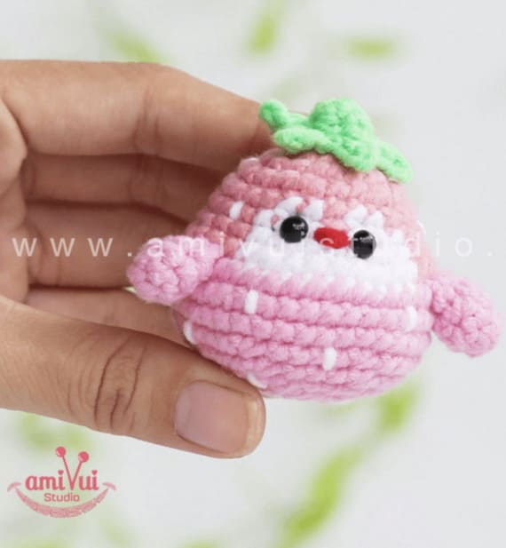 Amigurumi Strawberry Keychain