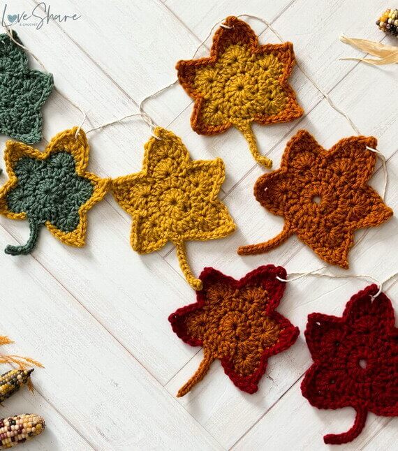 Autumn Maple Leaf Garland Free Crochet Pattern
