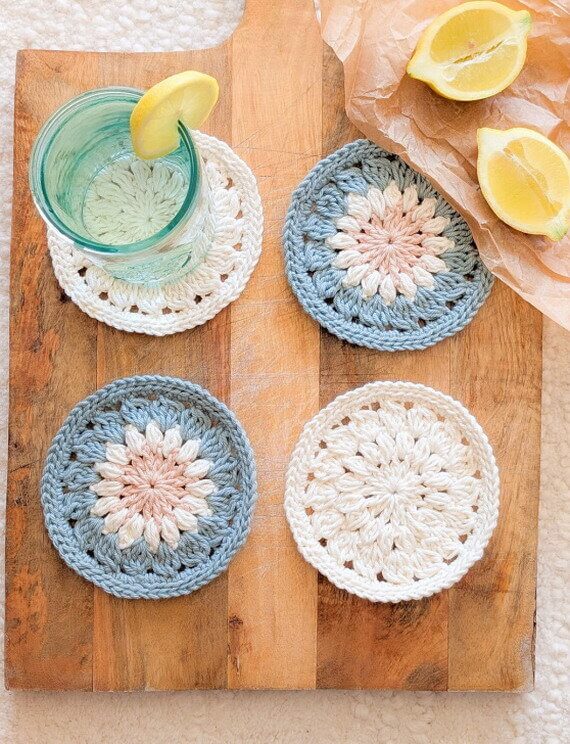 Boho Bloom Coasters Free Crochet Pattern and Video Tutorial