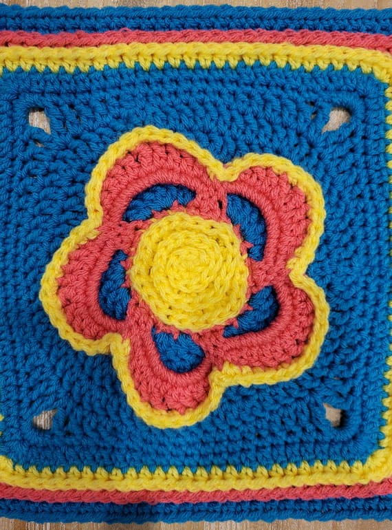 Bold Bloom Crochet Blanket Square