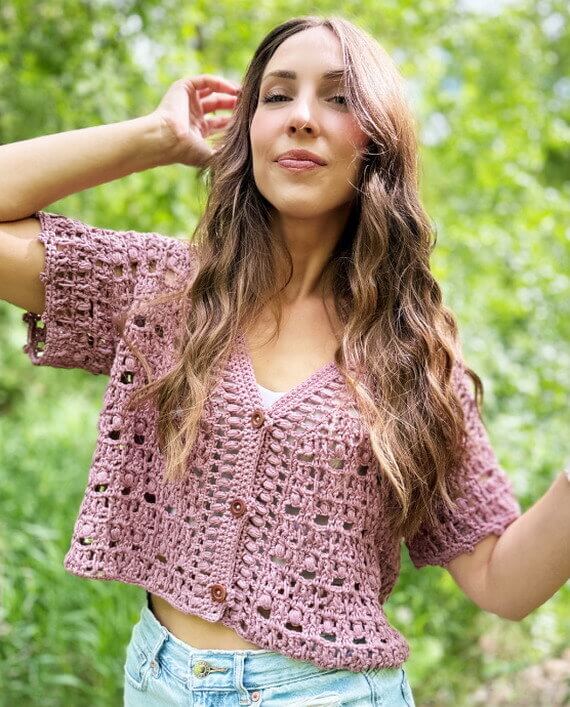 Boxy Blooms Cardigan Free Crochet Pattern and Video Tutorial
