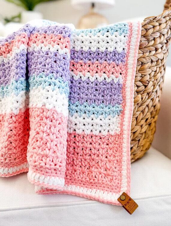 Chenille Baby Blanket Free Crochet Pattern and Video Tutorial
