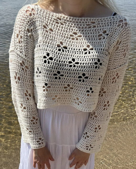 Cherry Blossom Sweater Free Crochet Pattern