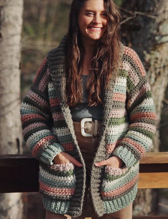 Colorstripe Cardi Free Crochet Pattern