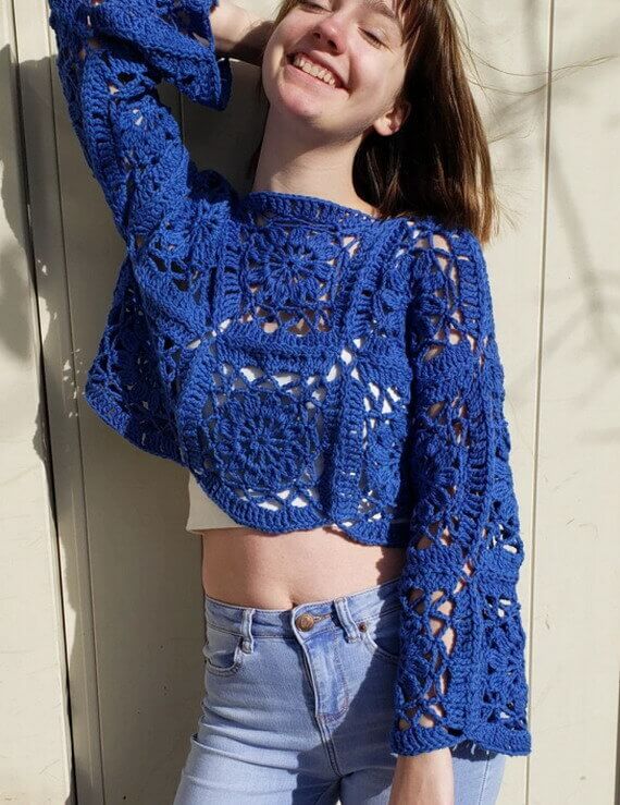 Cornflower Lace Sweater Crochet Pattern