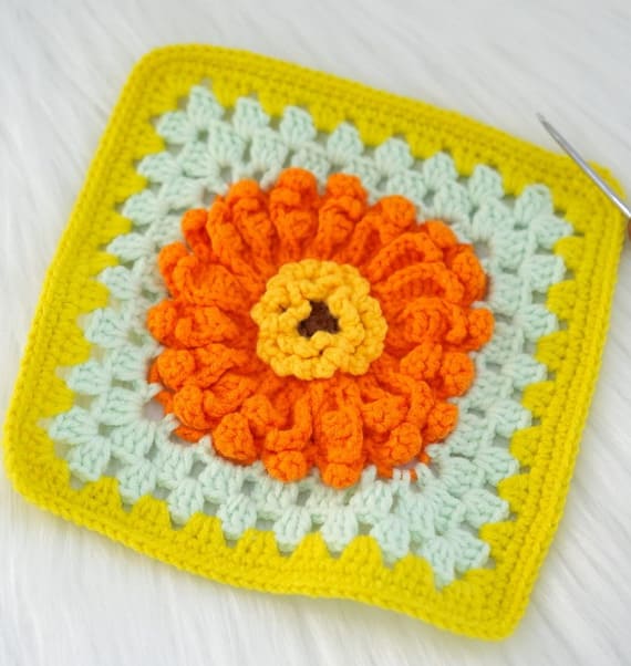 Crochet Gerbera Daisy Granny Square