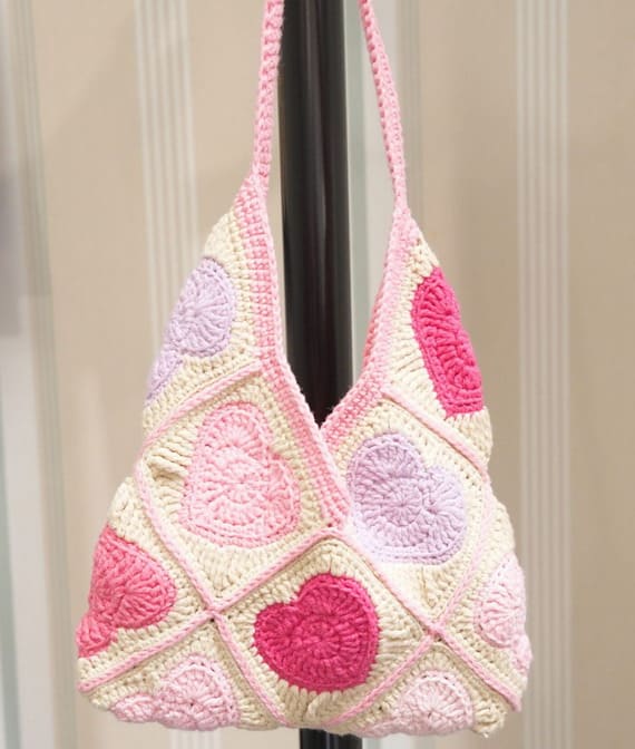 Crochet Heart Granny Square Bag Pattern