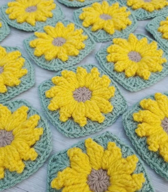 Crochet Sunflower Granny Square