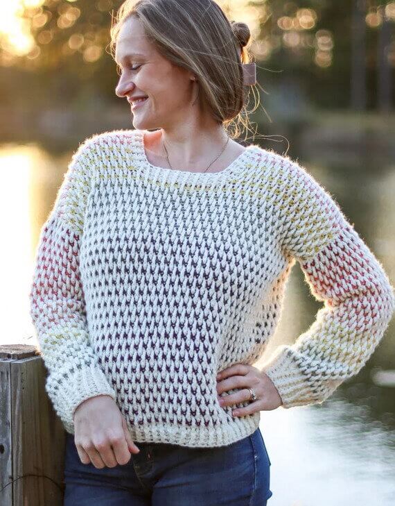 Dip Dye Sweater Free Crochet Pattern and Video Tutorial