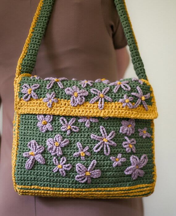Embroidered Flower Bag Free Crochet Pattern