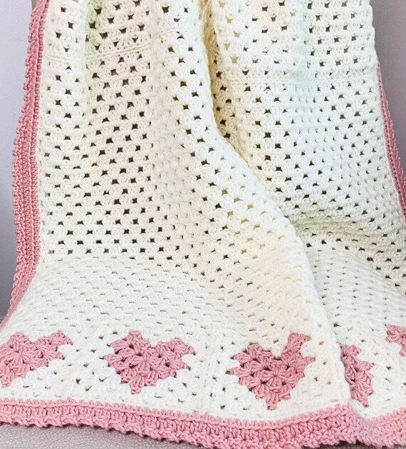 Granny’s Sweetheart Baby Blanket Free Crochet Pattern and Video