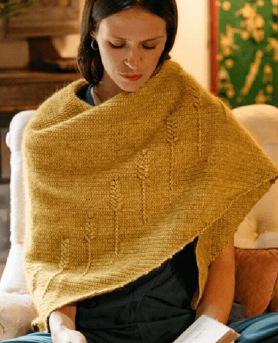 Heart of Gold Textured Wrap Free Crochet Pattern