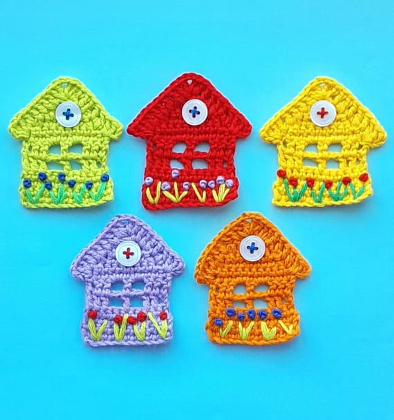 Houses Free Crochet Applique Pattern