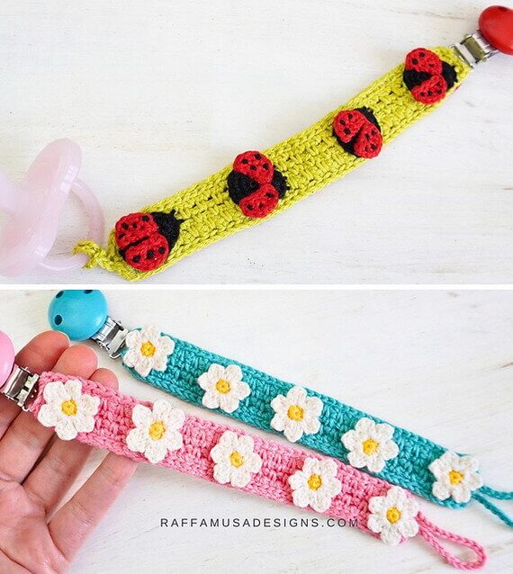 Ladybug & Daisy Pacifier Clip