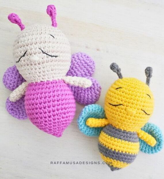 Mini Butterfly or Bee Amigurumi Free Crochet Pattern