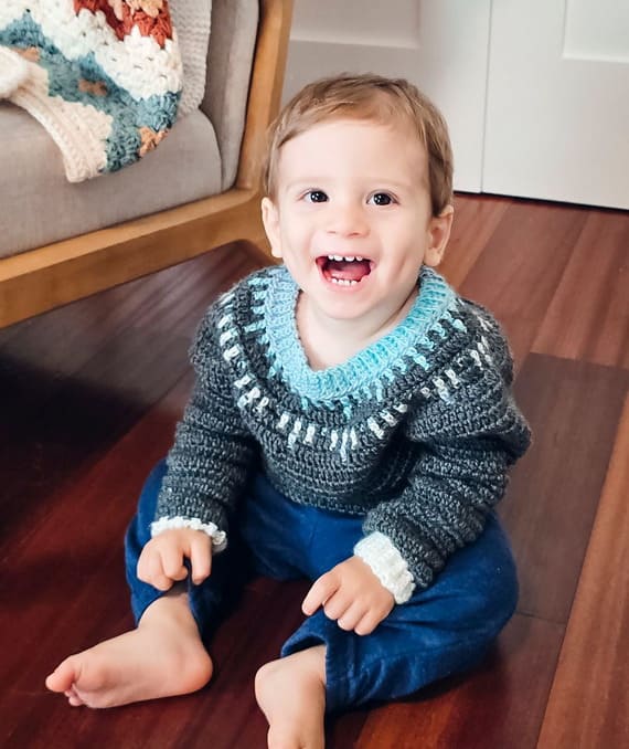 Mosaic Ridge Child Crochet Pullover