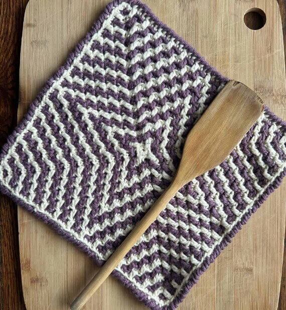 Mosaic Starburst Washcloth Free Crochet Pattern and Video