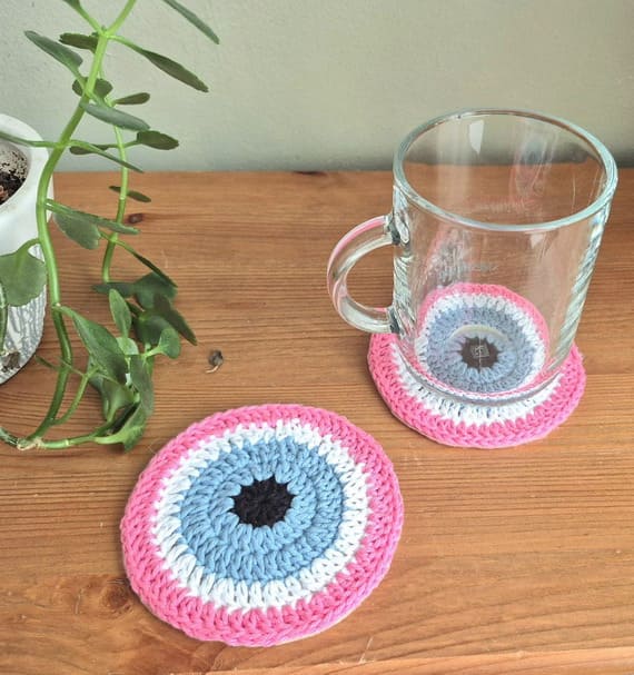 Pink Evil Eye Coaster Pattern