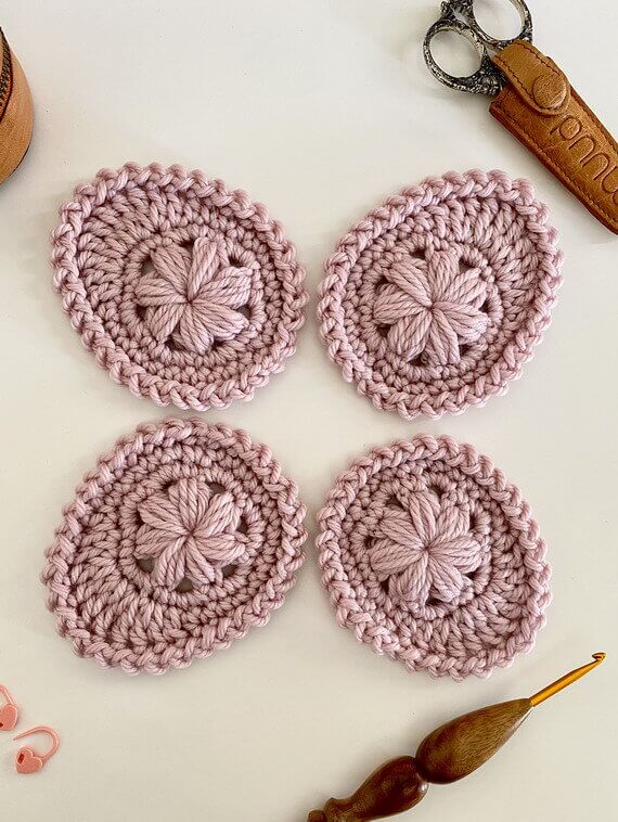 Puff Flower Easter Egg Free Crochet Pattern