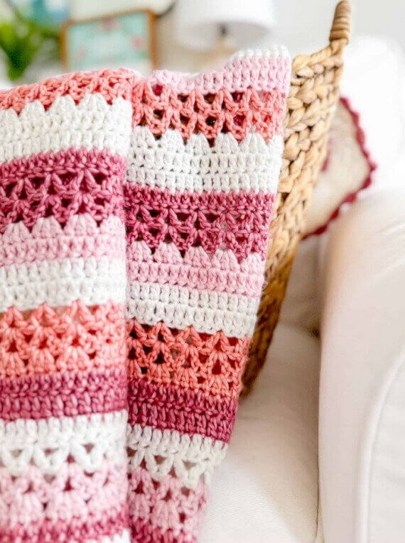 Raspberry Lattice Blanket Free Crochet Pattern