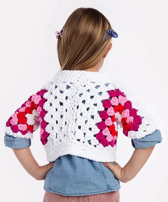 Rosy Petals Hexagon Cardi