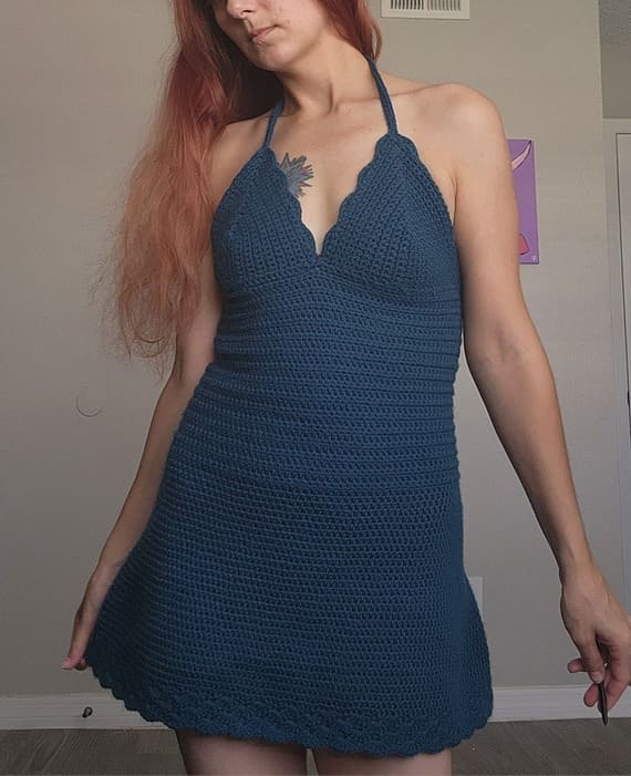 Scalloped Halter Summer Dress
