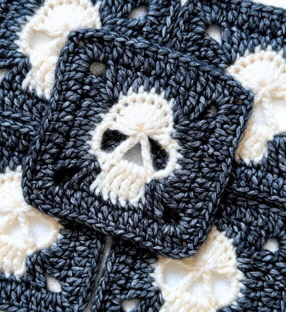 Solid Skull Granny Square Free Crochet Pattern
