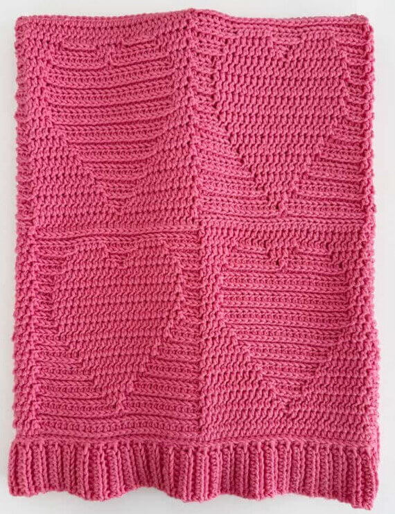 Textured Inverse Hearts Blanket Free Crochet Pattern and Video