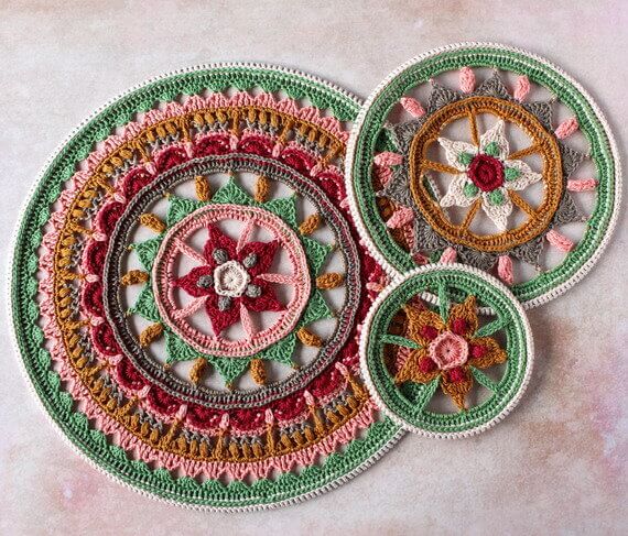 Triptych Mandalas Free Crochet Pattern and Video Tutorial