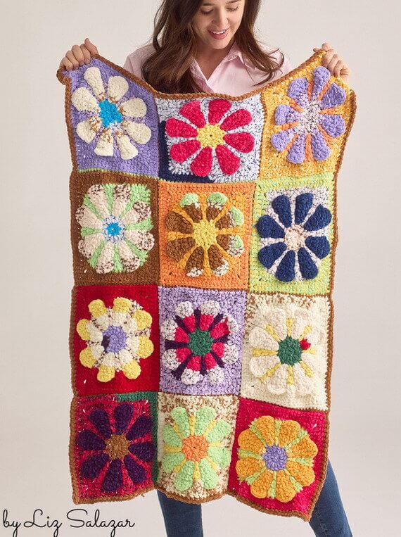 Tropical Petals Throw Free Crochet Pattern