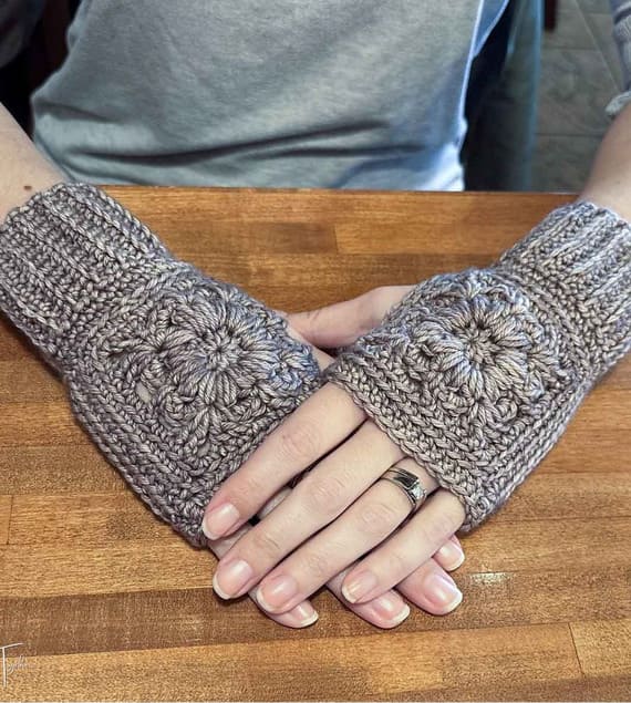 Winter Flower Wrist Warmers