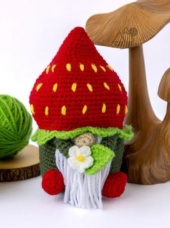 Strawberry Summer Gnome Amigurumi Free Crochet Pattern